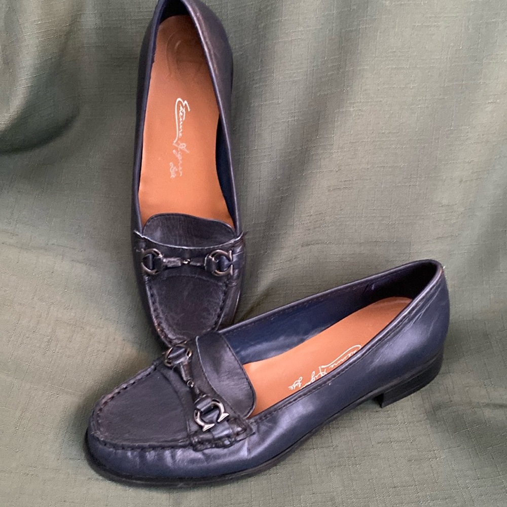Etienne Aigner Elsie Sz 7 Navy Dark Blue Snaffle Bit Loafer Flat Slip On